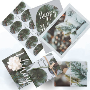 Scandinavian style Christmas spruce branch Wrapping Paper Sheet
