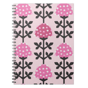 Scandinavian style clover floral vintage seamless notebook