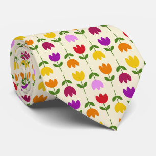 Scandinavian Style Col on Crm Flower Rpt Pattern Tie