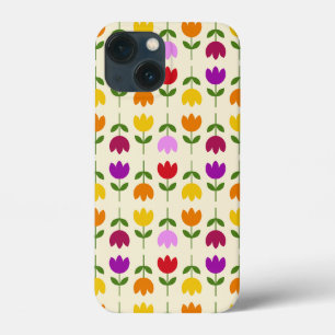 Scandinavian Style Colorful on Crm Flower Pattern iPhone 13 Mini Case