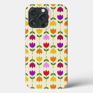 Scandinavian Style Colourful on Crm Flower Pattern iPhone 13 Pro Case