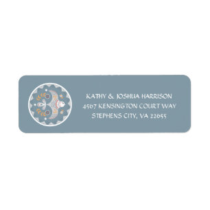 Scandinavian Style Dove and Flowers Return Address