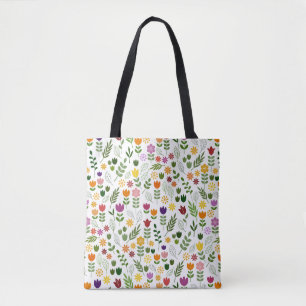 Scandinavian Style Flora & Fauna Pattern Tote Bag