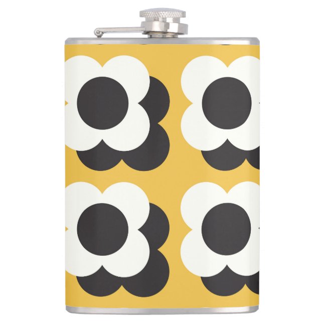 Scandinavian style, floral vintage pattern hip flask (Front)