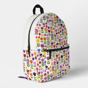 Scandinavian Style Flowers Pattern Printed Backpack
