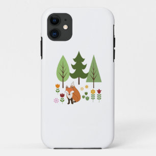 Scandinavian Style Fox Flowers Trees Illustration Case-Mate iPhone Case