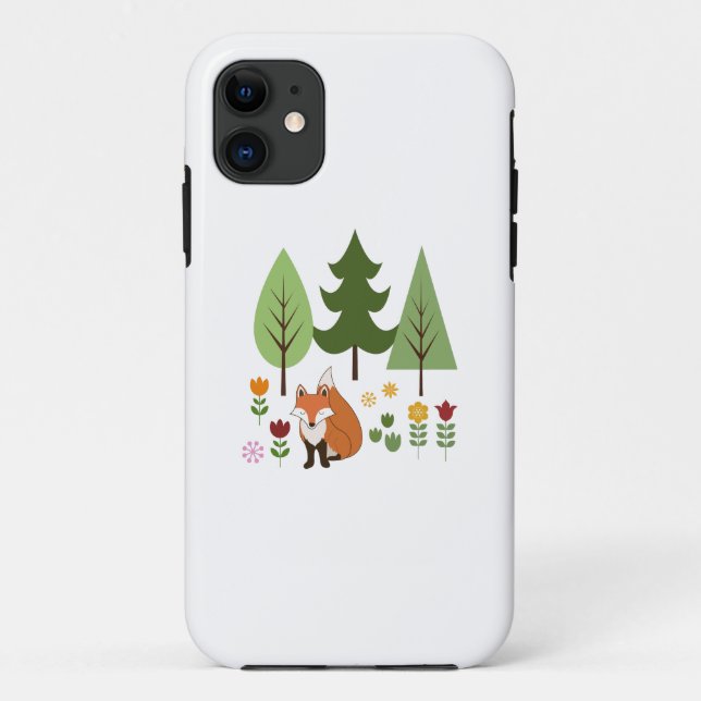 Scandinavian Style Fox Flowers Trees Illustration Case-Mate iPhone Case (Back)