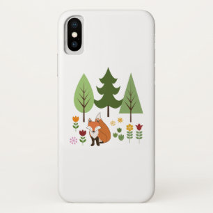 Scandinavian Style Fox Flowers Trees Illustration Case-Mate iPhone Case