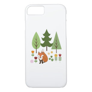 Scandinavian Style Fox Flowers Trees Illustration Case-Mate iPhone Case