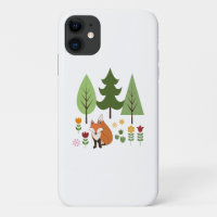 Scandinavian Style Fox Flowers Trees Illustration