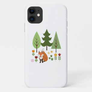 Scandinavian Style Fox Flowers Trees Illustration Case-Mate iPhone Case