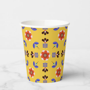Scandinavian Style Geometric Floral Pattern Paper Cups