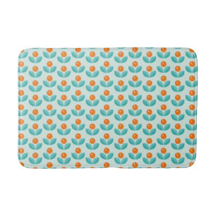 Scandinavian Style Geometric Orange Pattern Bath Mat