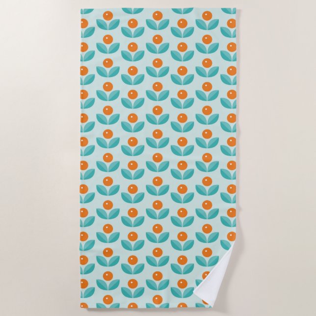 Scandinavian Style Geometric Orange Pattern Beach Towel (Front)