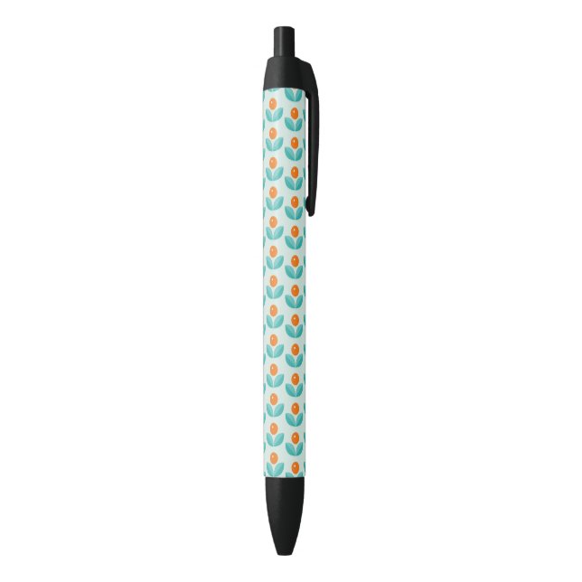 Scandinavian Style Geometric Orange Pattern Black Ink Pen (Bottom (Vertical))
