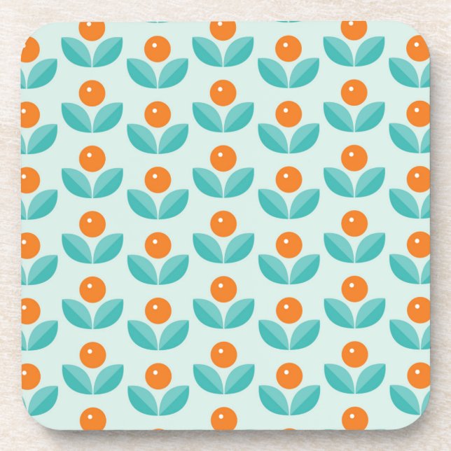 Scandinavian Style Geometric Orange Pattern Coaster (Front)
