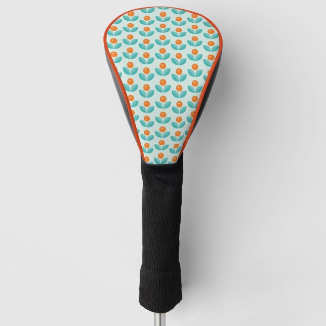 Scandinavian Style Geometric Orange Pattern Golf Head Cover (Front)