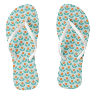 Scandinavian Style Geometric Orange Pattern Jandals