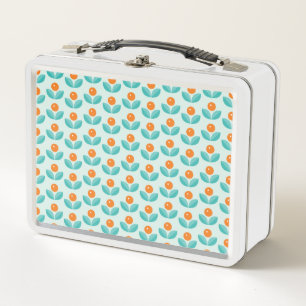Scandinavian Style Geometric Orange Pattern Metal Lunch Box