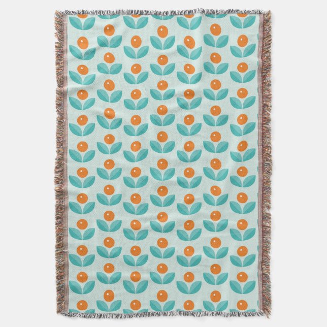Scandinavian Style Geometric Orange Pattern Throw Blanket (Front Vertical)