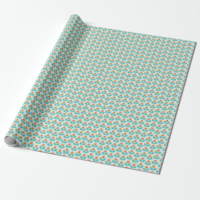 Scandinavian Style Geometric Orange Pattern Wrapping Paper (Unrolled)