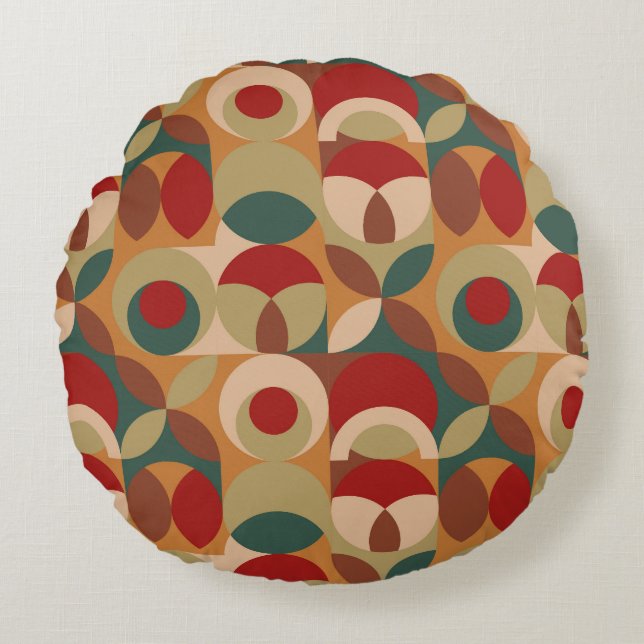 Scandinavian Style Geometry Minimal Artwork Round Cushion (Front)