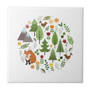 Scandinavian Style Illustrations Circle Tile