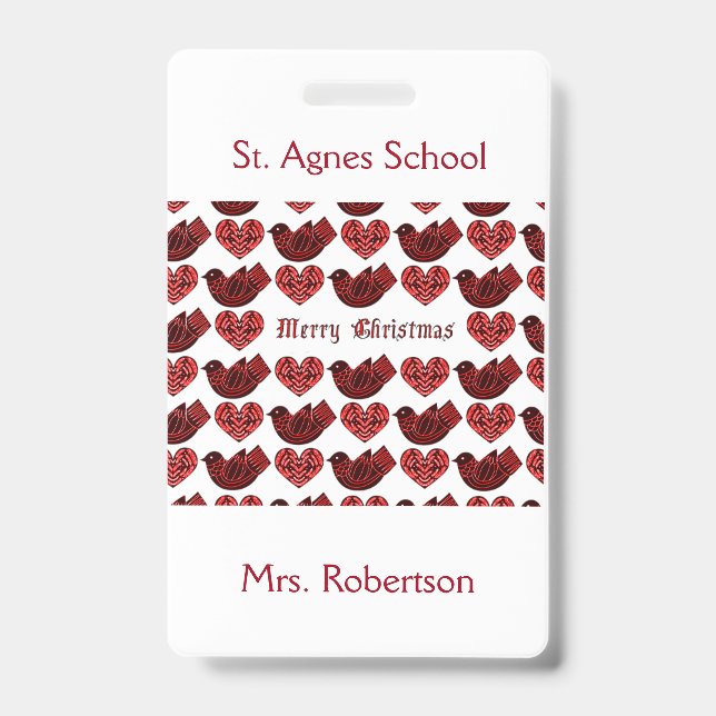 Scandinavian Style Institution School Teacher Name ID Badge (Front)