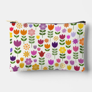 Scandinavian Style Lg Flowers Pattern Accessory Pouch