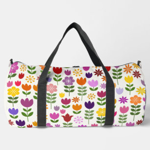 Scandinavian Style Lg Flowers Pattern Duffle Bag