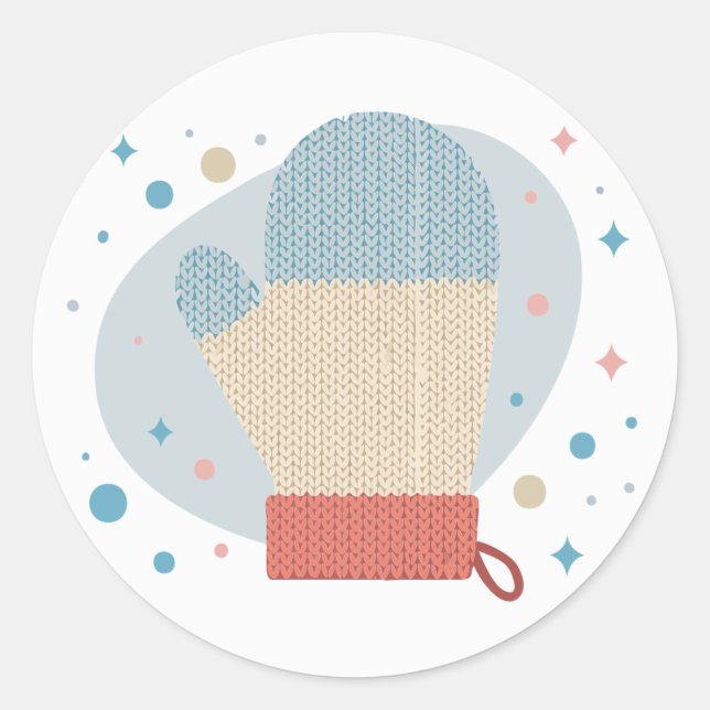 Scandinavian-style mitten  classic round sticker (Front)