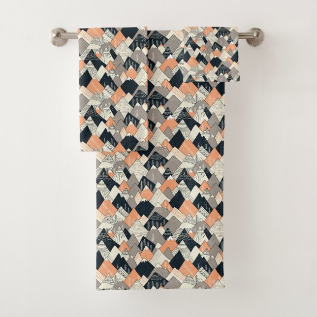 Scandinavian Style Mountain Pattern Bath Towel Set (Insitu)