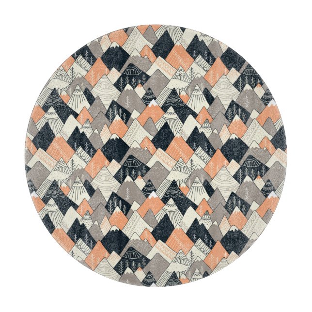 Scandinavian Style Mountain Pattern Cutting Board (Front)