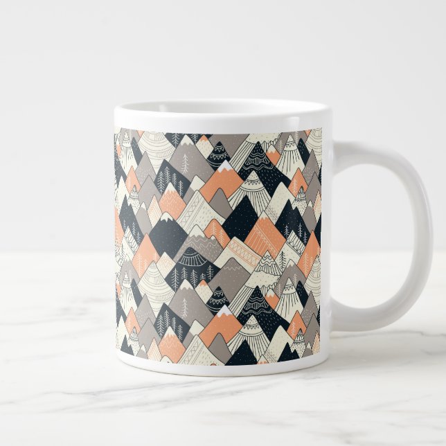 Scandinavian Style Mountain Pattern Large Coffee Mug (Right)