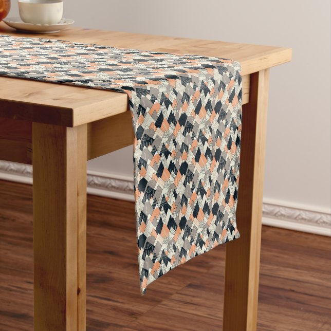 Scandinavian Style Mountain Pattern Short Table Runner (In Situ)