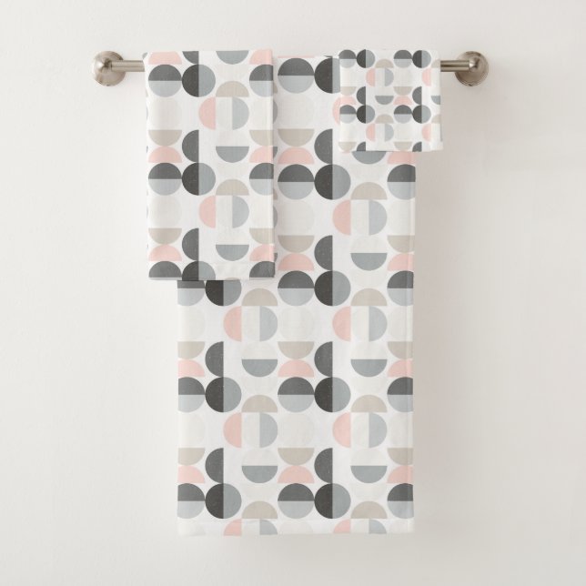 Scandinavian Style Semi-Circle Pattern Bath Towel Set (Insitu)