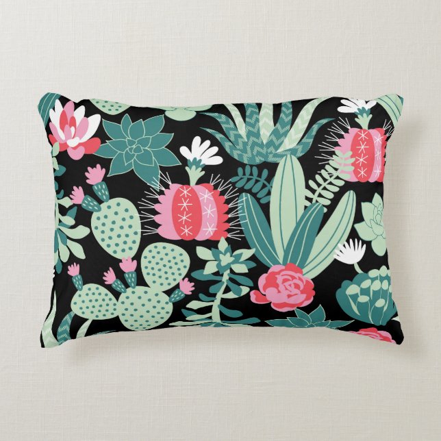 Scandinavian Style Succulents Seamless Pattern Decorative Cushion (Front)