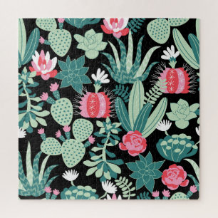 Scandinavian Style Succulents Seamless Pattern Jigsaw Puzzle