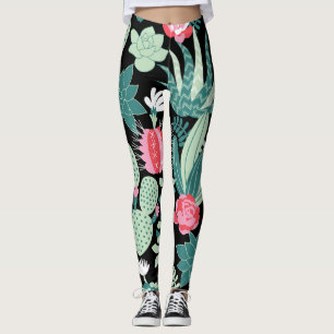 Scandinavian Style Succulents Seamless Pattern Leggings