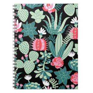 Scandinavian Style Succulents Seamless Pattern Notebook