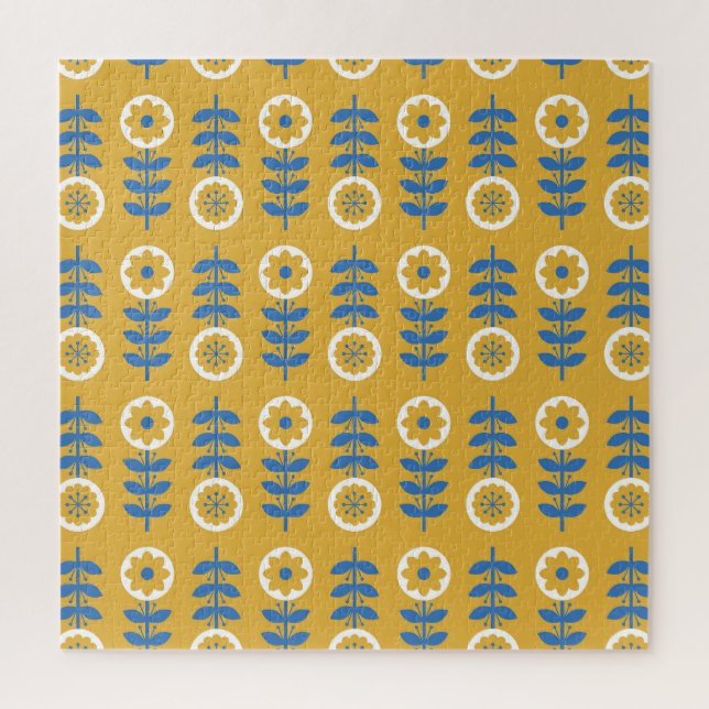 Scandinavian Stylised Flower Pattern Jigsaw Puzzle (Vertical)