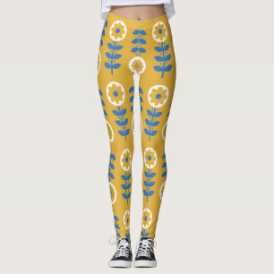 Scandinavian Stylised Flower Pattern Leggings