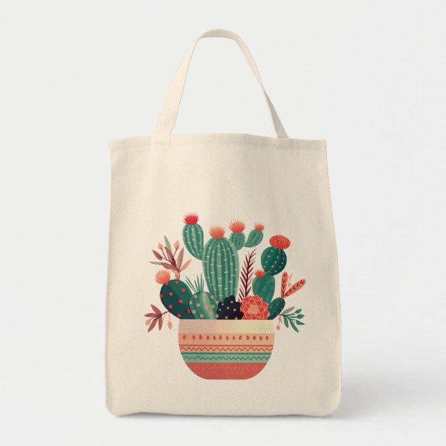 Scandinavian Succulent Tote Bag (Front)