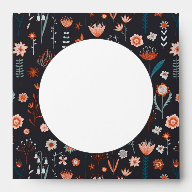 Scandinavian Summer Flowers Dark Boho Envelope (Front)
