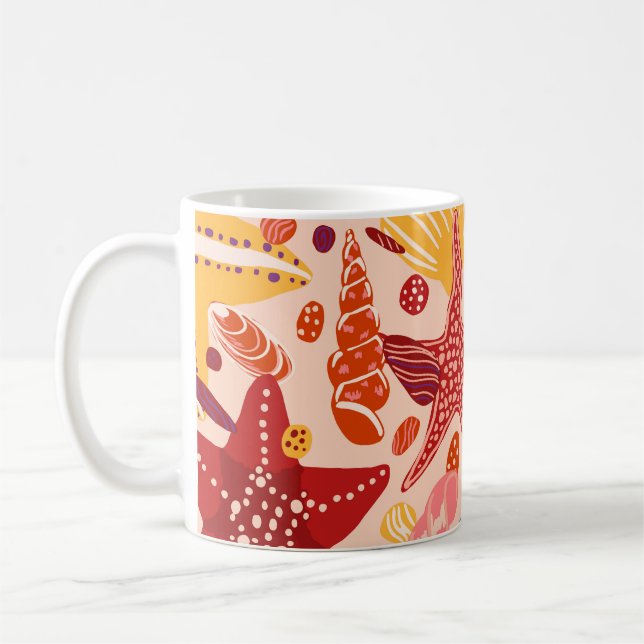Scandinavian Summer Sea: Starfish Pattern Coffee Mug (Left)