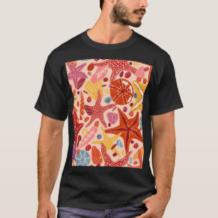 Scandinavian Summer Sea: Starfish Pattern T-Shirt