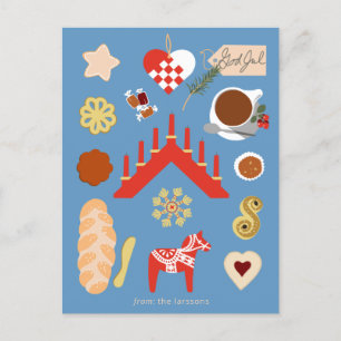 Scandinavian/Swedish Jul Christmas pastries design Postcard