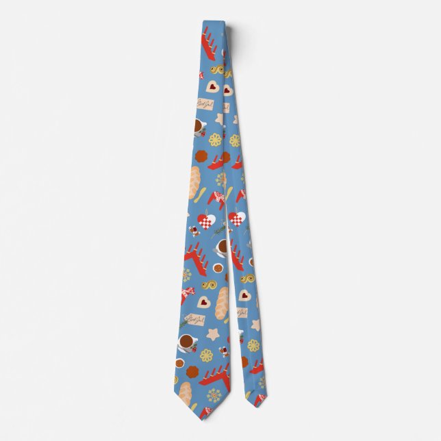 Scandinavian/Swedish Jul Christmas pastries design Tie (Front)