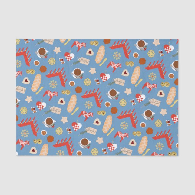 Scandinavian/Swedish Jul Christmas pastries design Tissue Paper (Front)