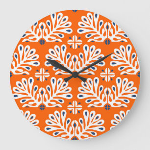 Scandinavian Tradition: Ethnic Floral Mosaic. Large Clock